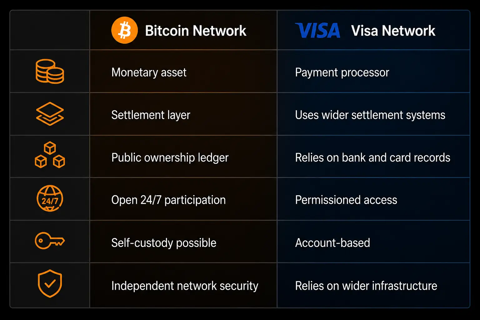 BTC Visa Comparison